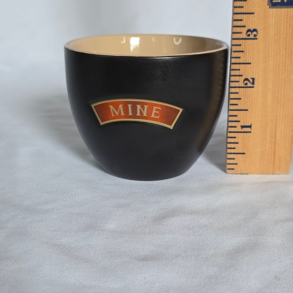Baileys Irish Cream Mine and Yours Vintage Ceramic Cups Set of 2 Black Tan - Picture 4 of 9